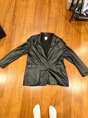 Joie Black Faux Leather Blazer